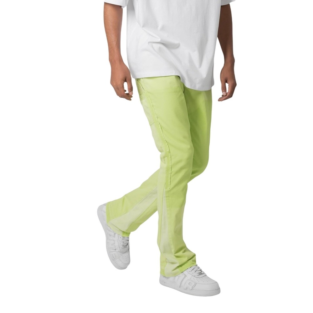 mnml B501 Flare Denim Mens 36 Green Carpenter Utility Panelled Streetwear NWT‎